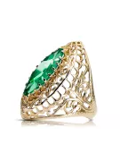 Or jaune 14 carats Émeraude Anneau Style vintage vrc090y